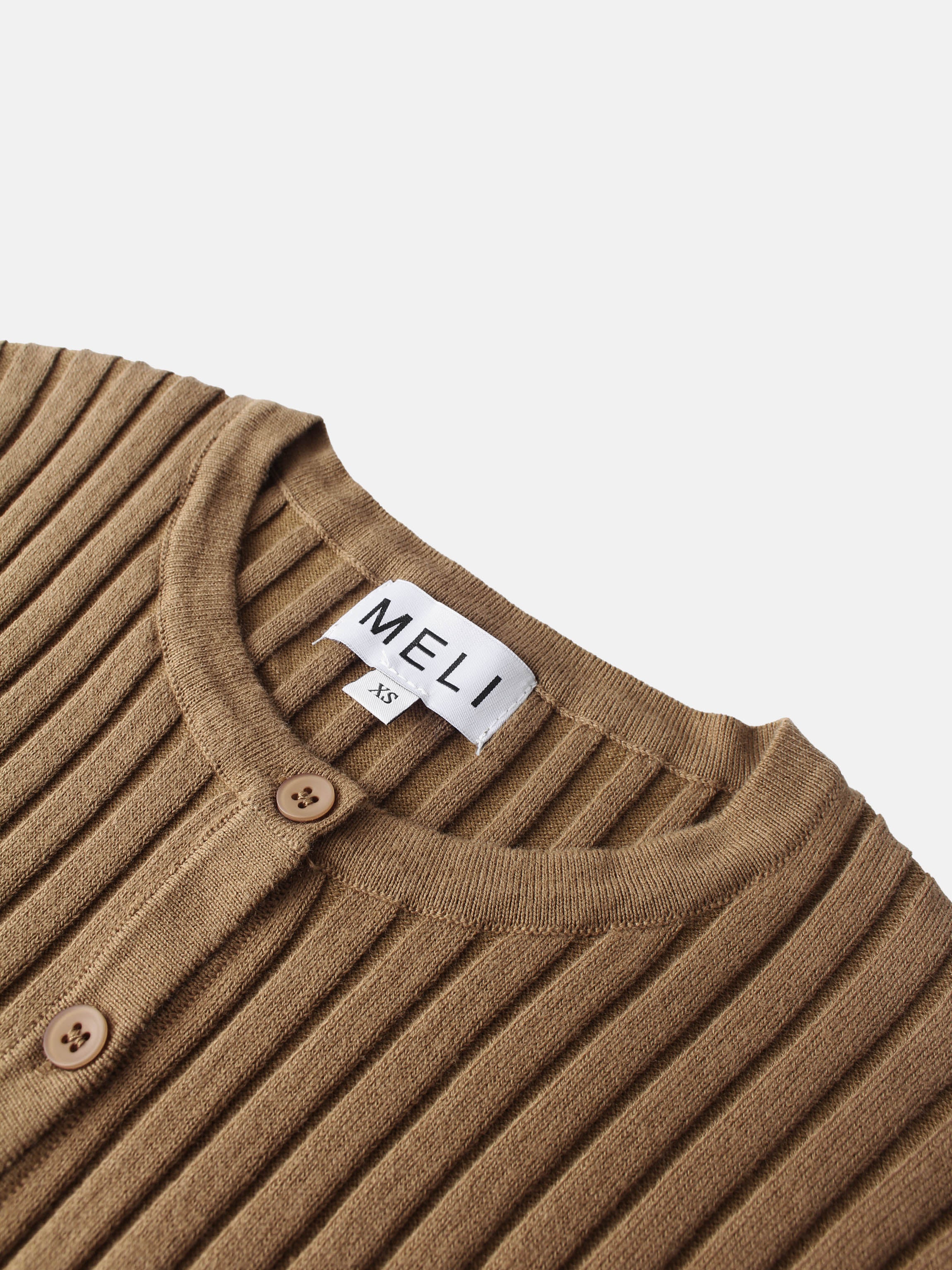 Lightweight Ribbed Cardigan 17" - Camel