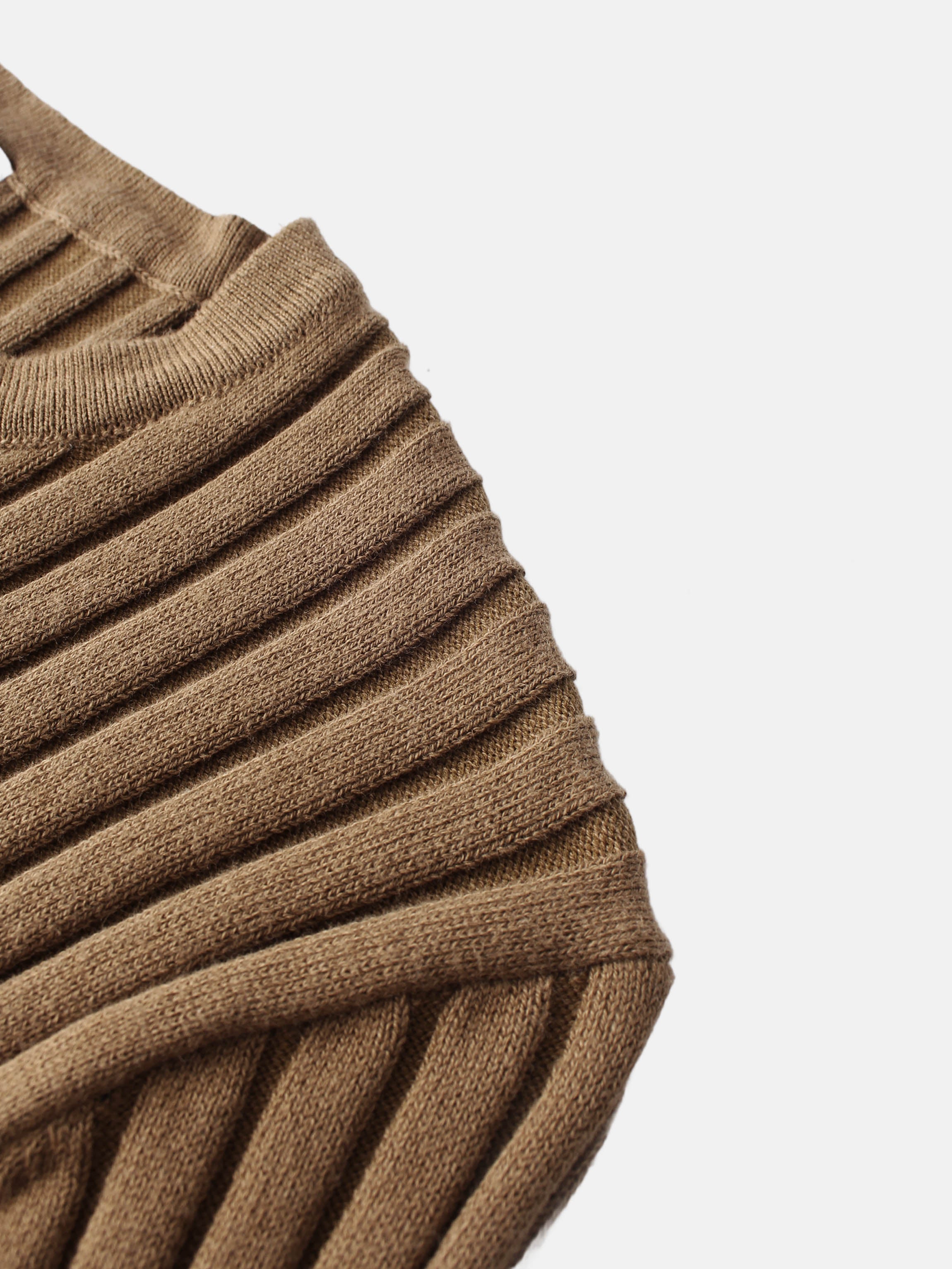 Lightweight Ribbed Cardigan 17" - Camel