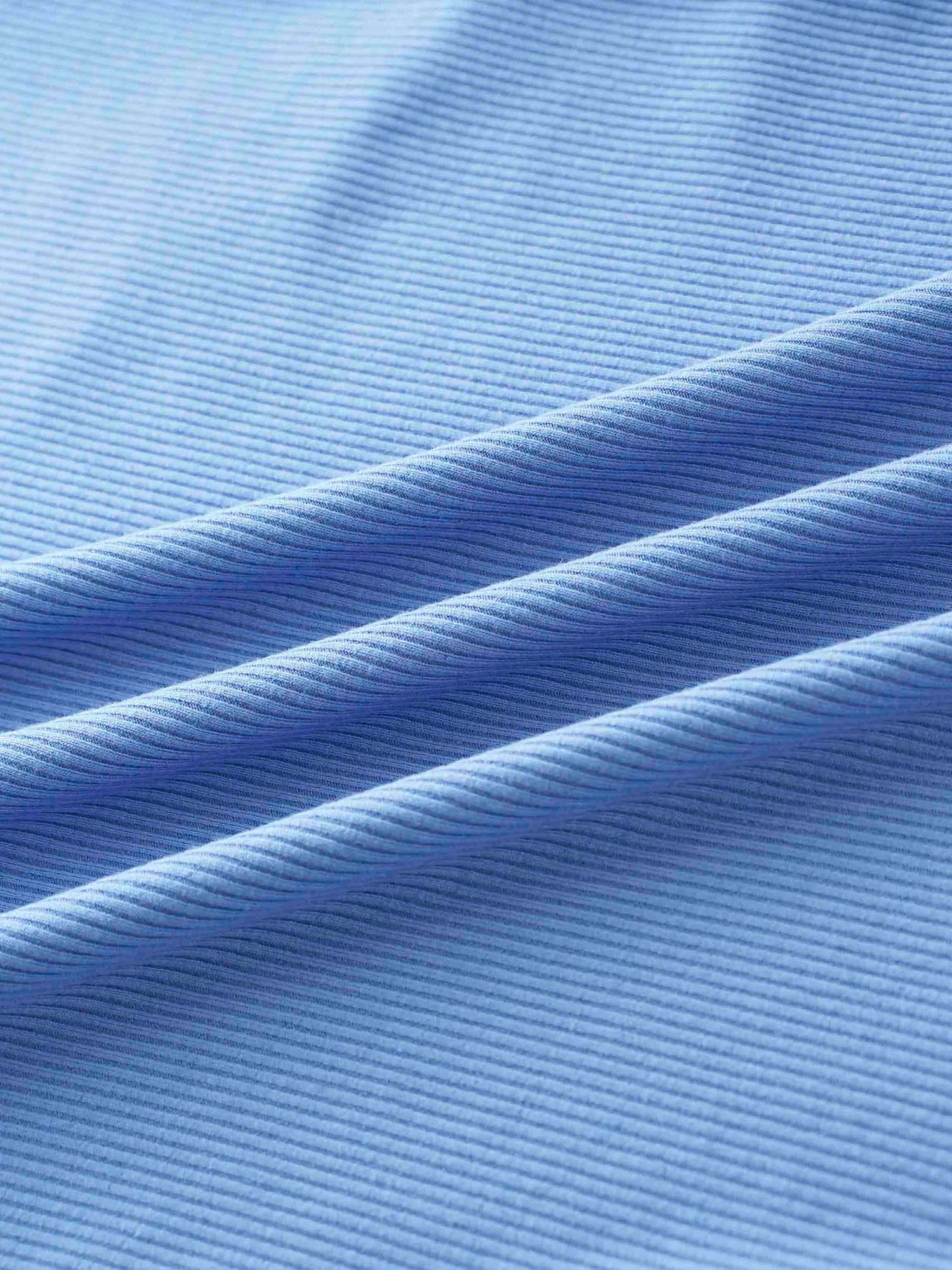 Ribbed Half Zip Hoodie Tee-Periwinkle Blue