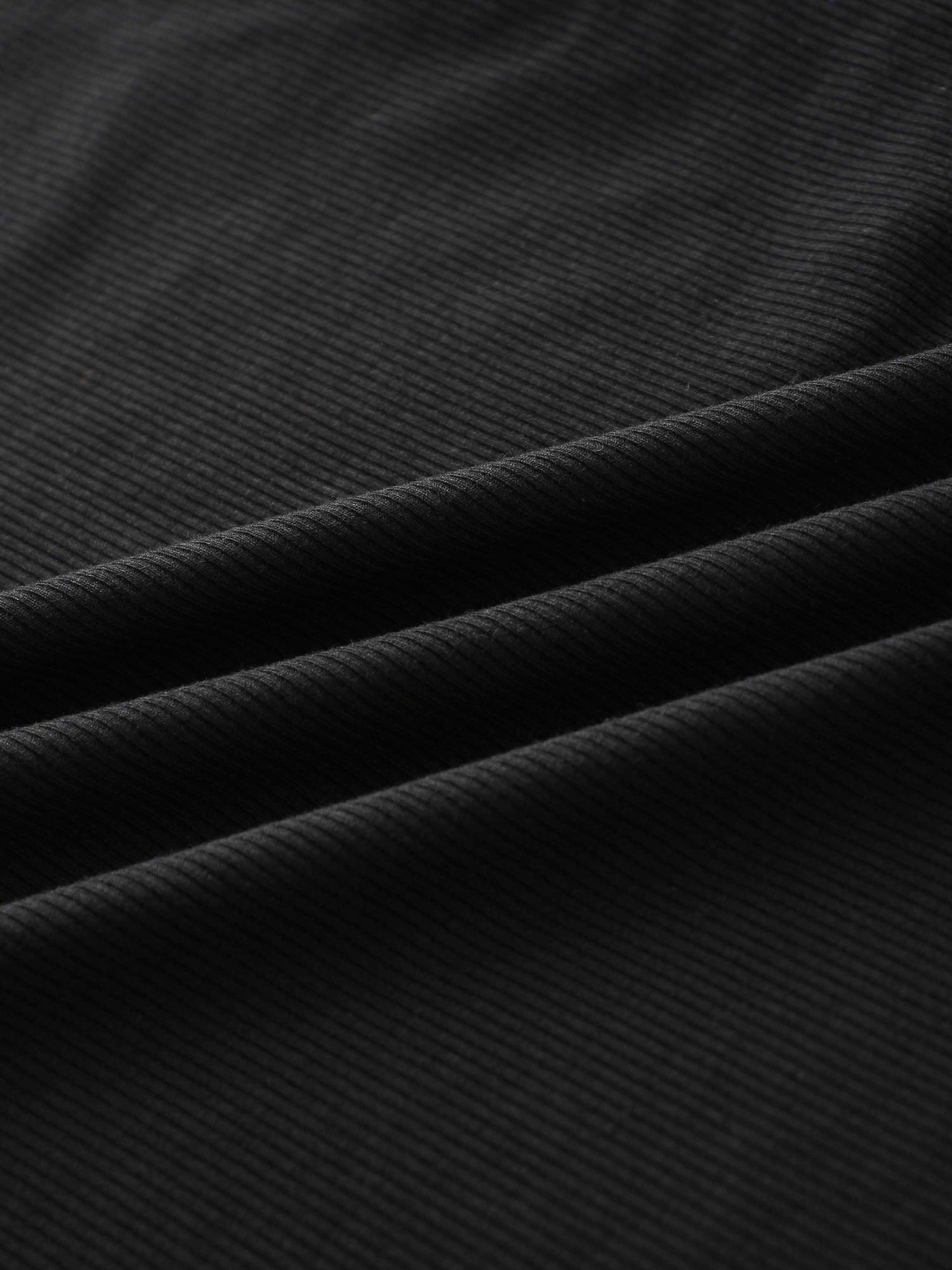 Ribbed Half Zip Hoodie Tee-Black