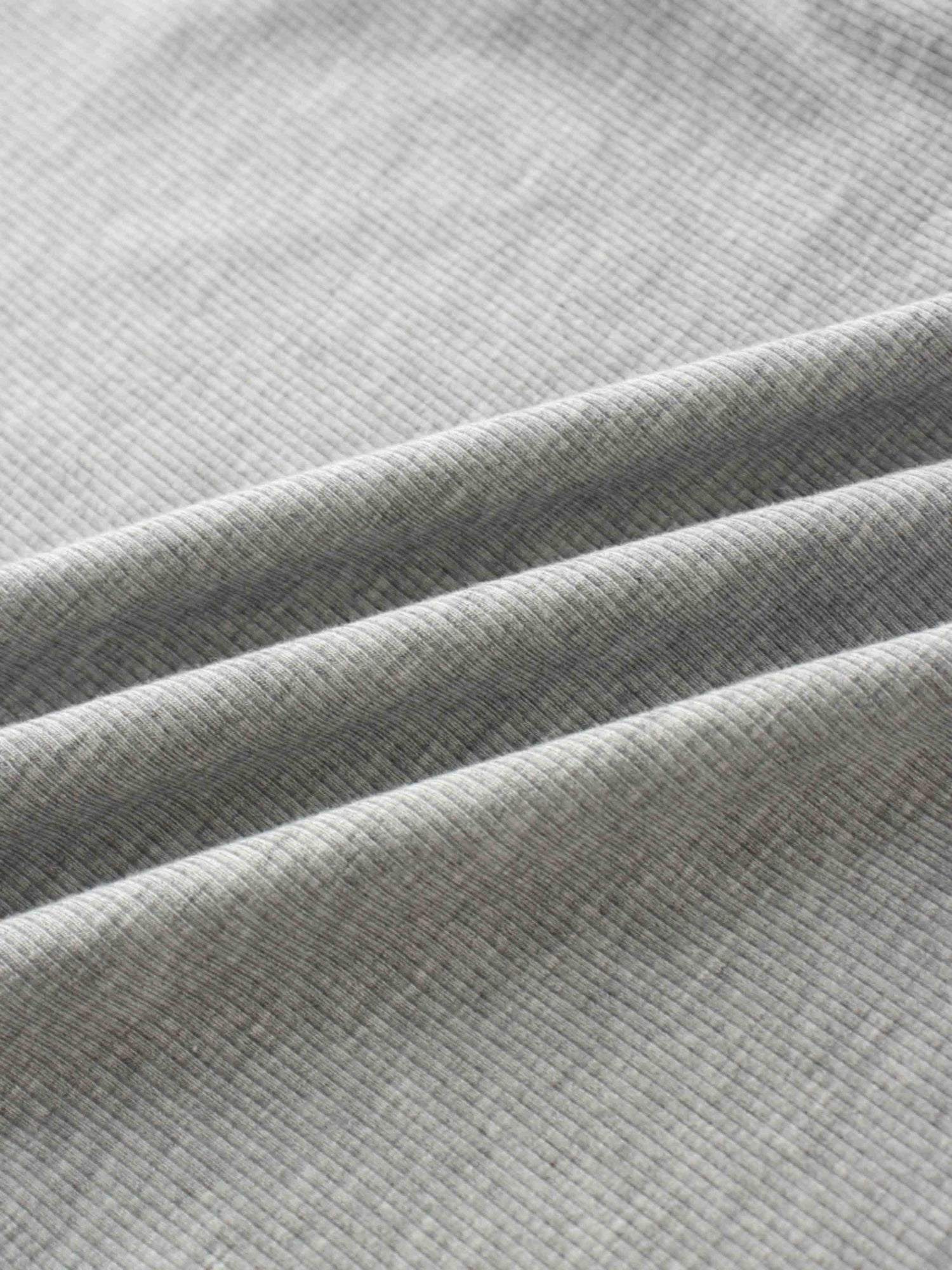 Ribbed Half Zip Hoodie Tee-Heathered Grey
