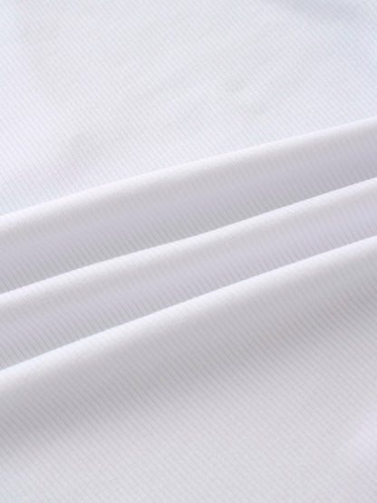 Ribbed Half Zip Hoodie Tee-White