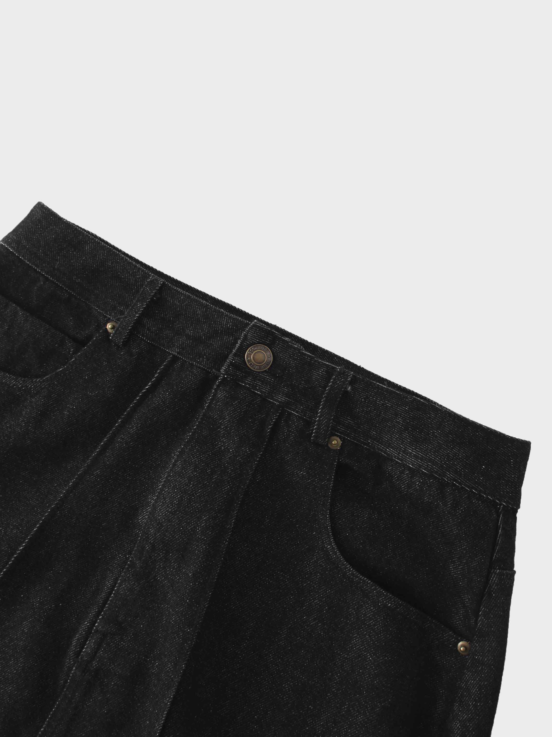 Denim Seamed Skirt-Black Wash