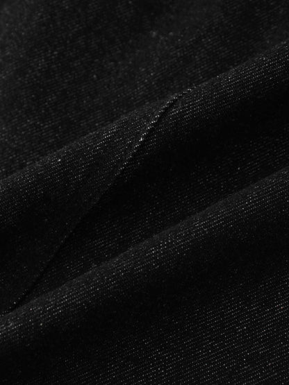 Denim Seamed Skirt-Black Wash