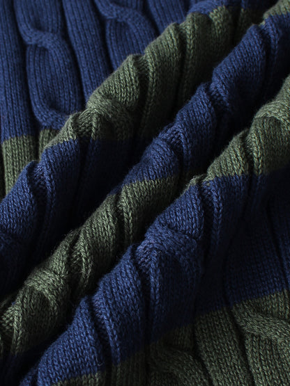 Mix Stripe Cable Sweater - Blue and Green