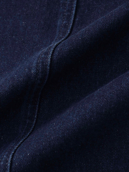 Denim Seamed Skirt-Dark Blue