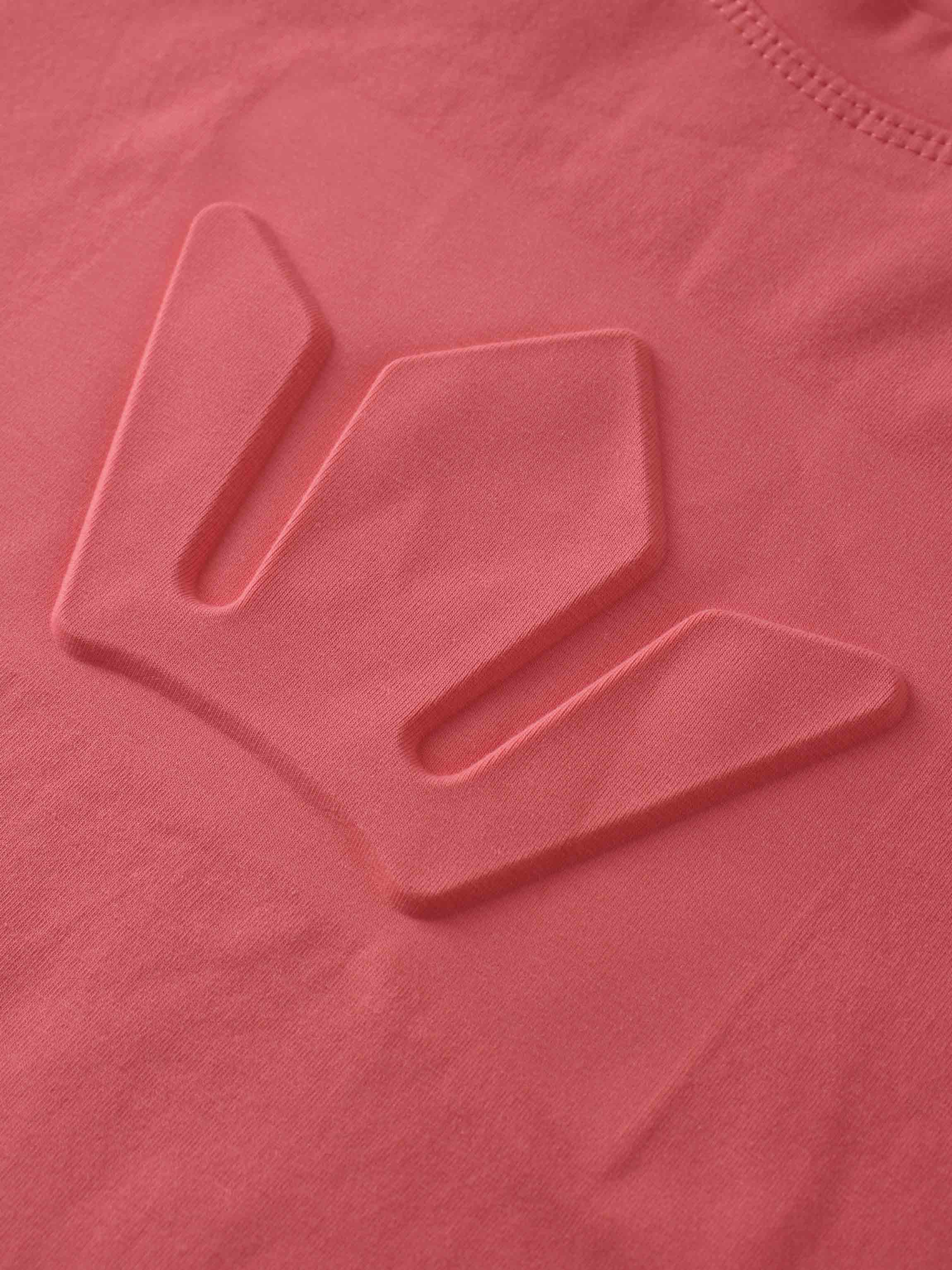 Crown Embossed T-Shirt-Coral