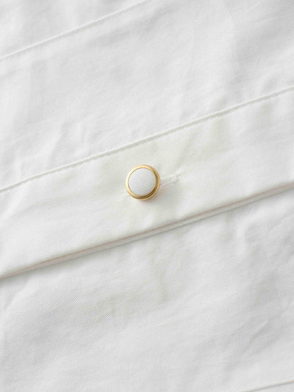 Princess Cut Puff Sleeve Cotton Blouse-White