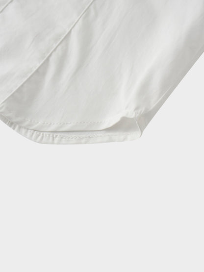 Princess Cut Puff Sleeve Cotton Blouse-White