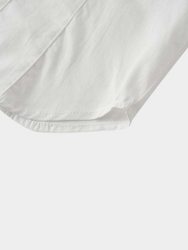 Princess Cut Puff Sleeve Cotton Blouse-White