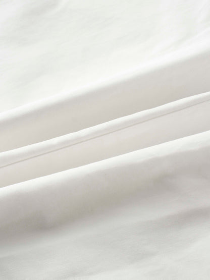 Princess Cut Puff Sleeve Cotton Blouse-White