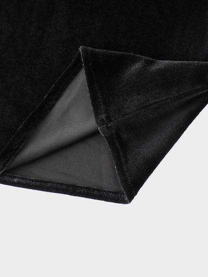 Velour Slip Skirt-Black