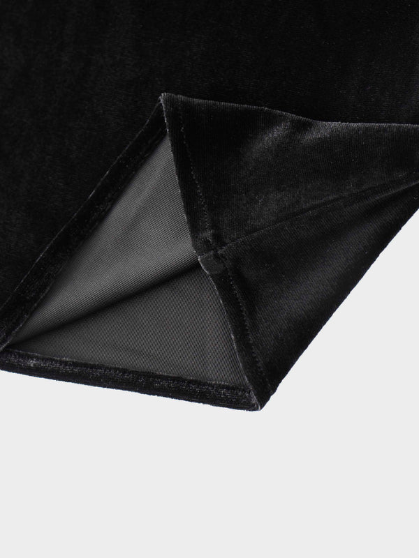 Velour Slip Skirt-Black