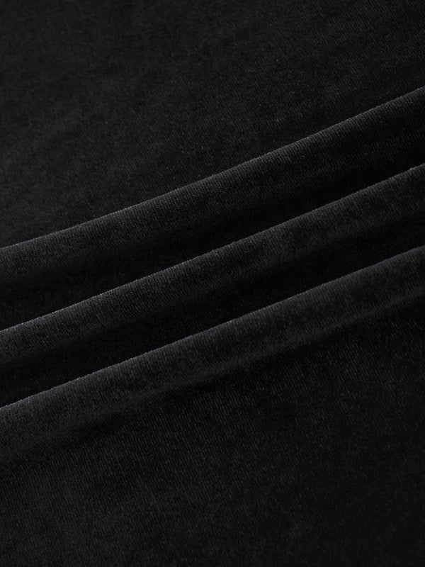 Velour Slip Skirt-Black