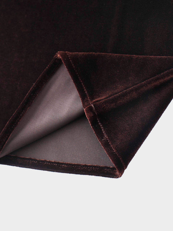 Velour Slip Skirt-Brown