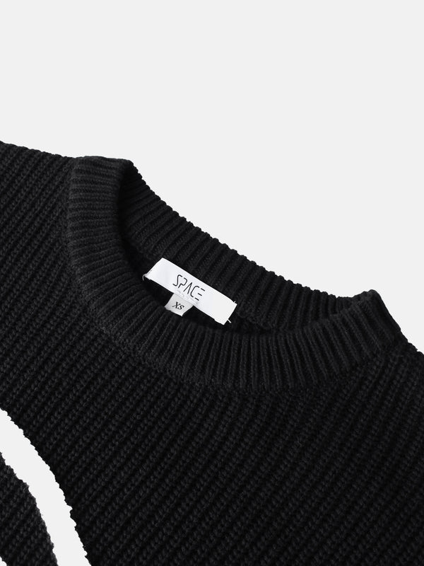 Embroidered Bow Sweater - Black/White