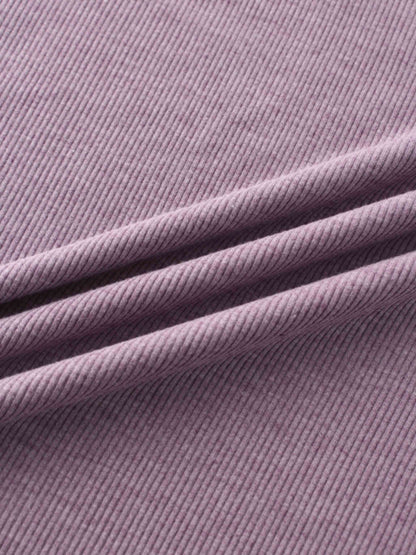 RIBBED HIGH V 3Q-LAVENDER HEATHER