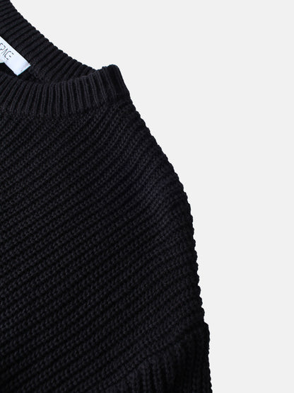Embroidered Bow Sweater - Black/White