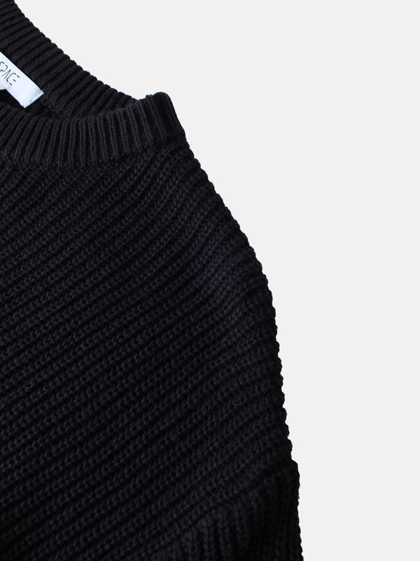 Embroidered Bow Sweater - Black/White