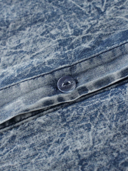 Denim Button Down Blouse-Washed Blue