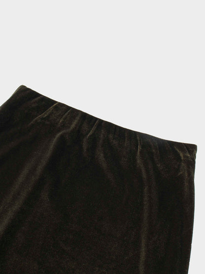Velour Slip Skirt-Green