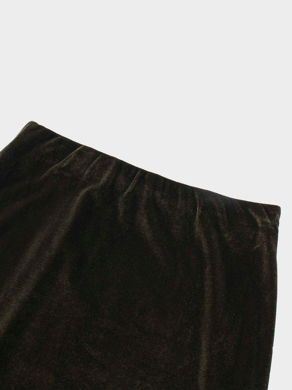 Velour Slip Skirt-Green
