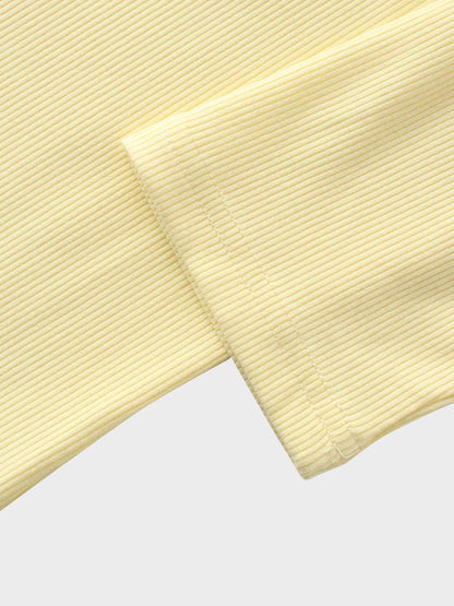 RIBBED HIGH V 3Q-BUTTER YELLOW