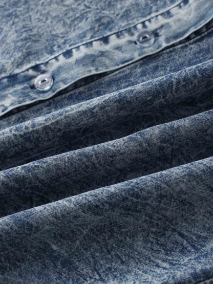 Denim Button Down Blouse-Washed Blue