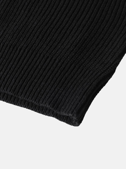 Embroidered Bow Sweater - Black/White