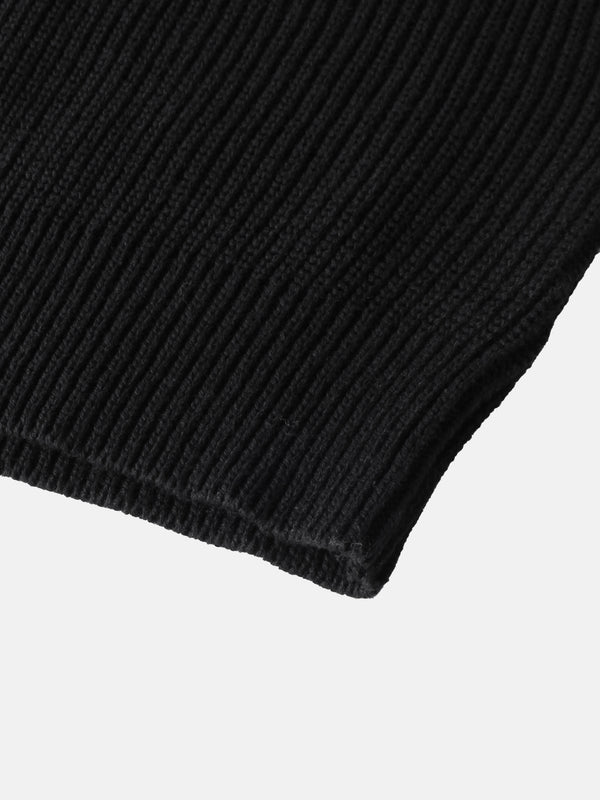 Embroidered Bow Sweater - Black/White
