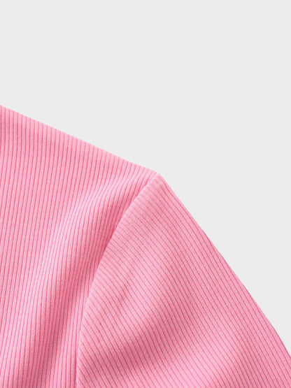RIBBED HIGH V 3Q-SO PINK