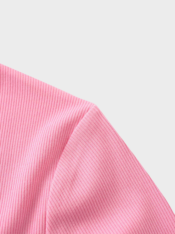 RIBBED HIGH V 3Q-SO PINK