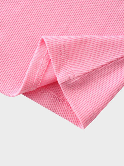 RIBBED HIGH V 3Q-SO PINK