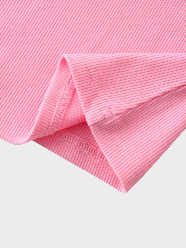 RIBBED HIGH V 3Q-SO PINK