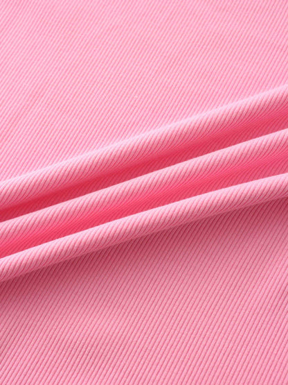 RIBBED HIGH V 3Q-SO PINK