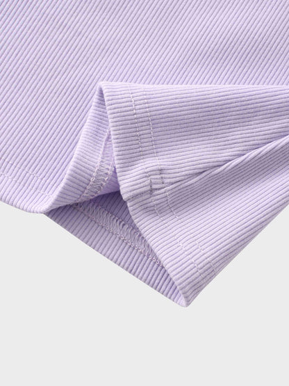 RIBBED HIGH V 3Q-LILAC