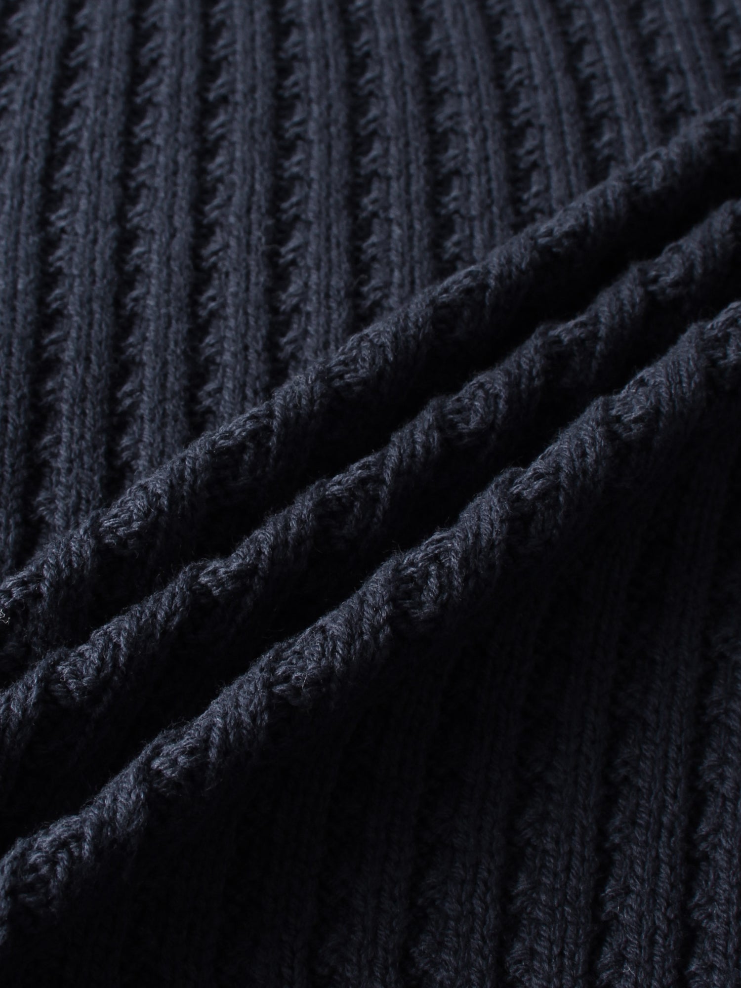 High V Waffle Sweater - Navy/Brown