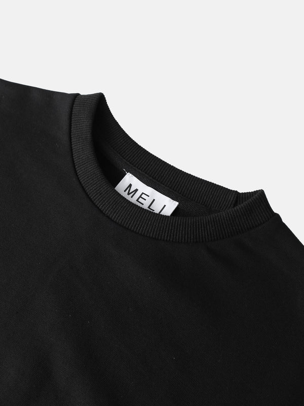 Lightweight Crop Sweatshirt - Black