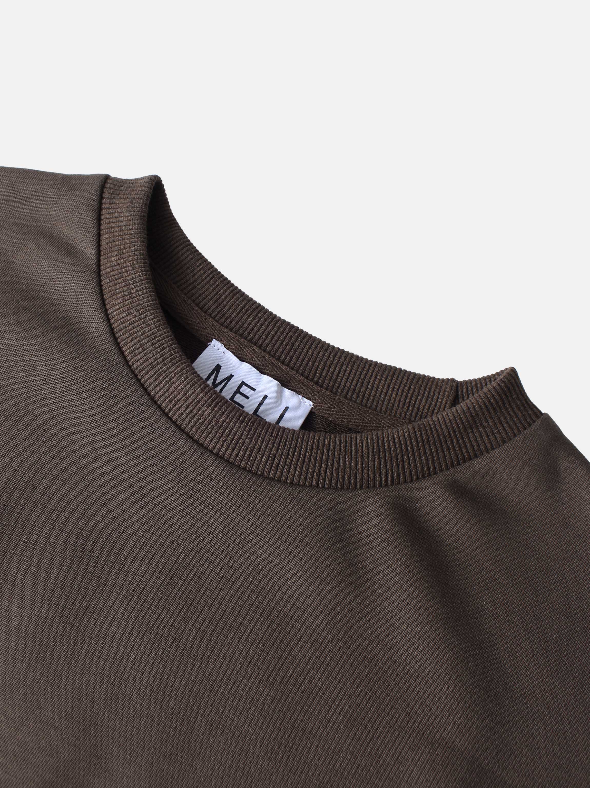 Lightweight Crop Sweatshirt - Brown