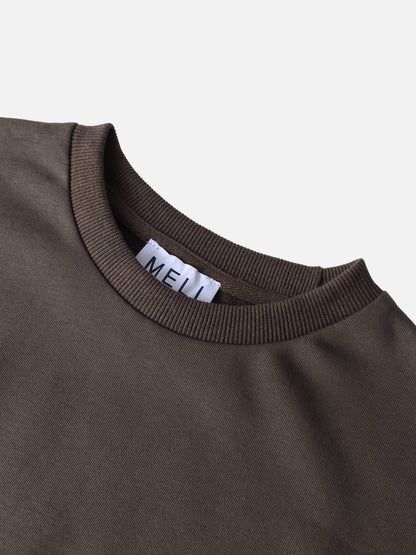 Lightweight Crop Sweatshirt - Brown