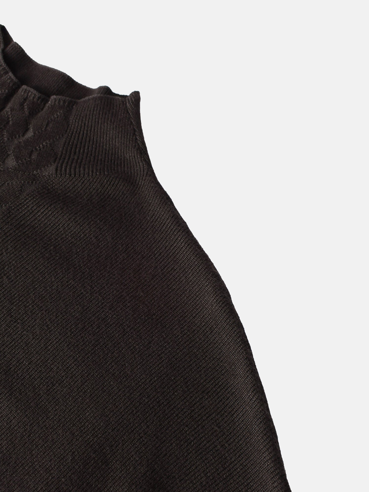 Thin Knit Center Cable Sweater - Chocolate Brown