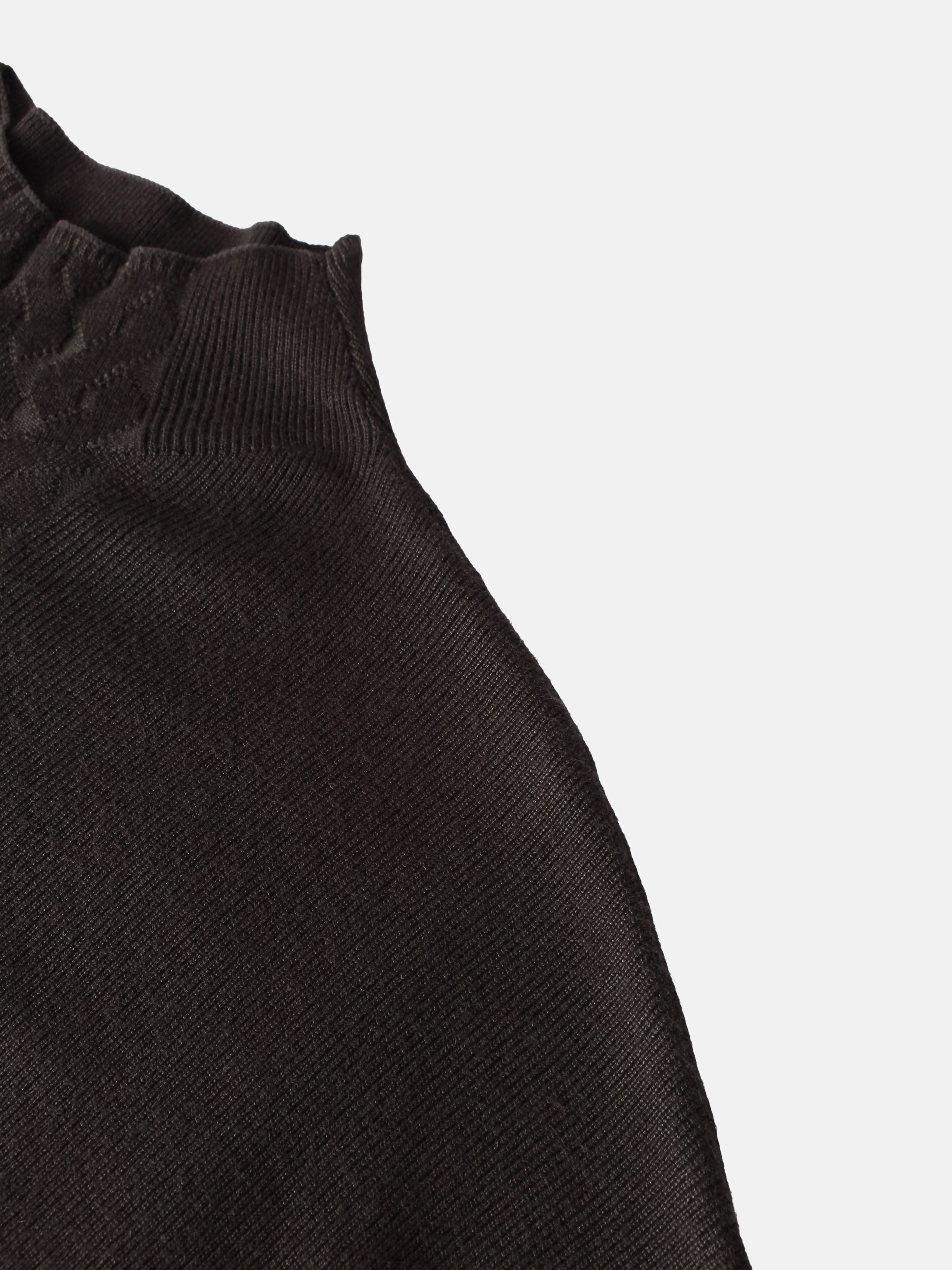 Thin Knit Center Cable Sweater - Chocolate Brown