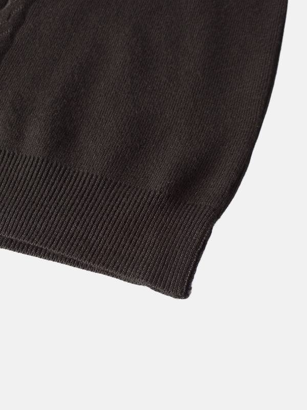 Thin Knit Center Cable Sweater - Chocolate Brown
