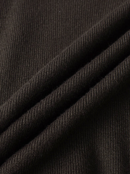 Thin Knit Center Cable Sweater - Chocolate Brown