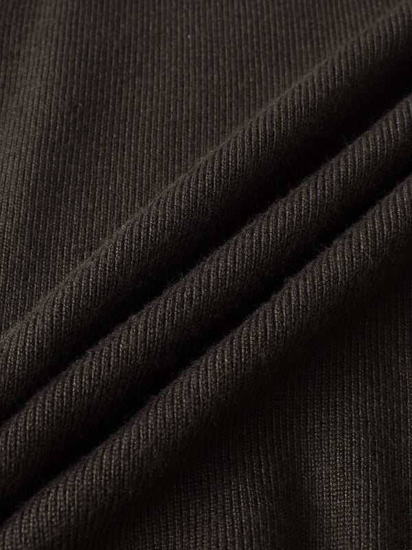 Thin Knit Center Cable Sweater - Chocolate Brown