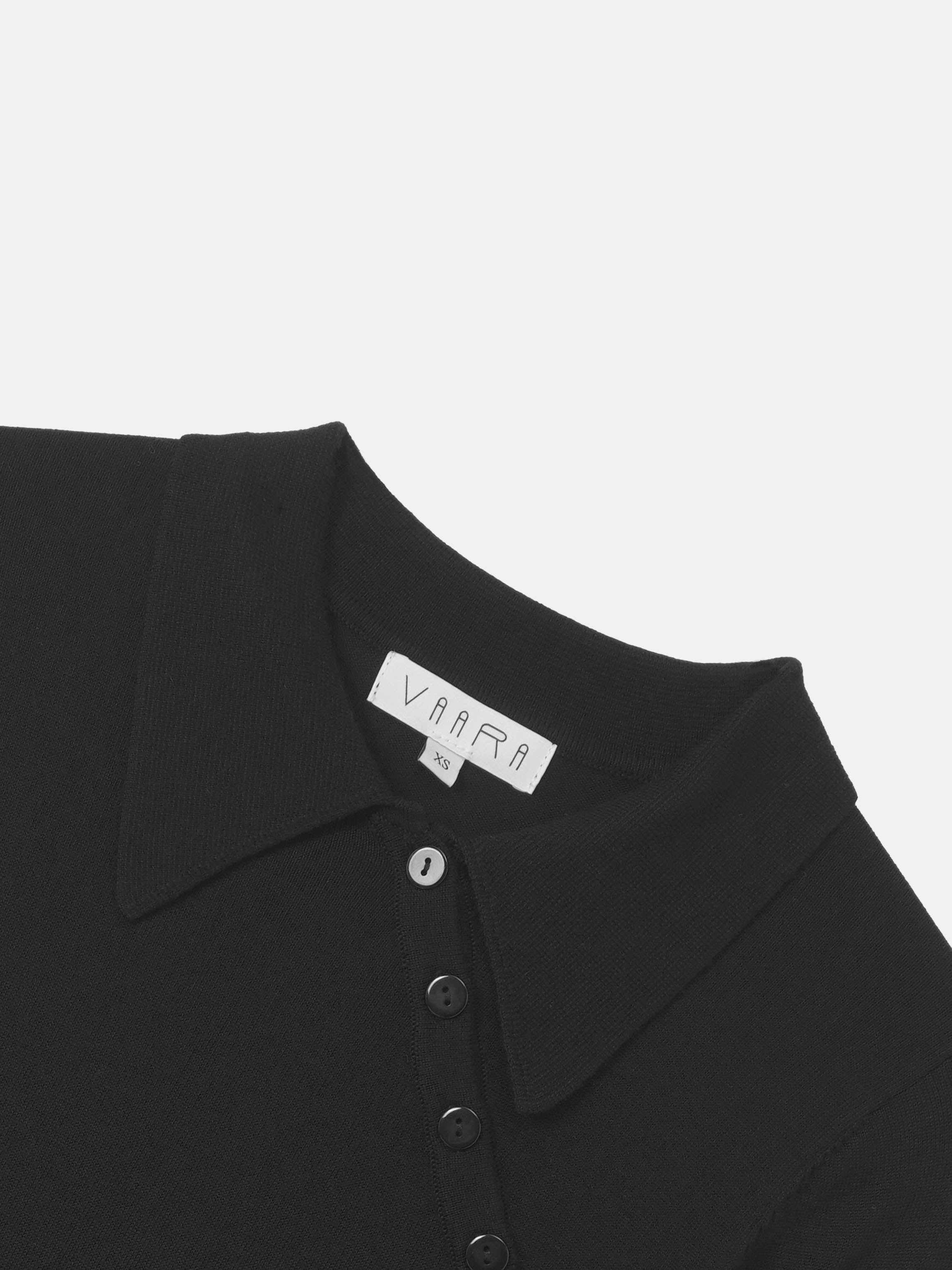 Asymmetrical Button Collar Sweater - Black