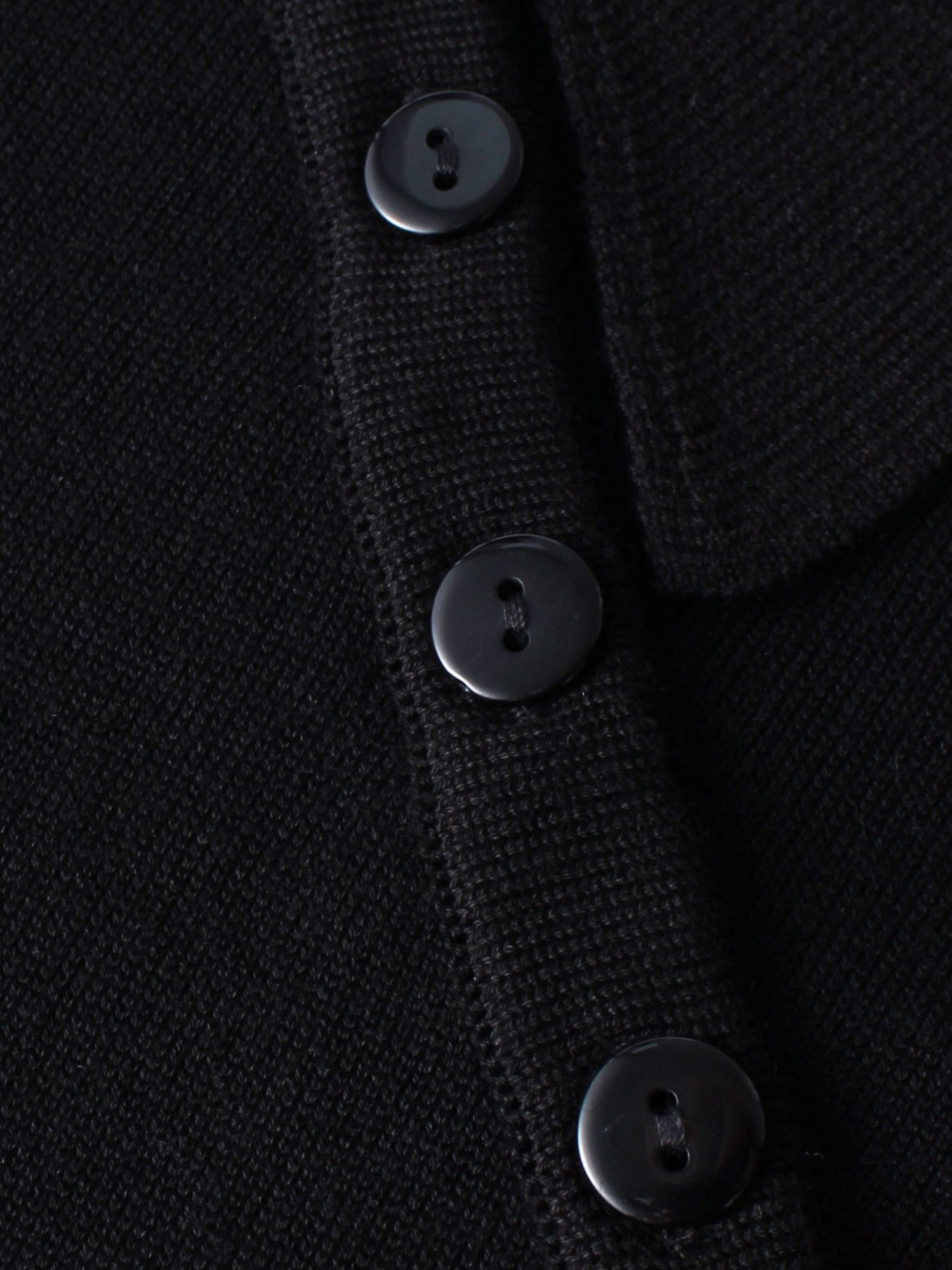 Asymmetrical Button Collar Sweater - Black