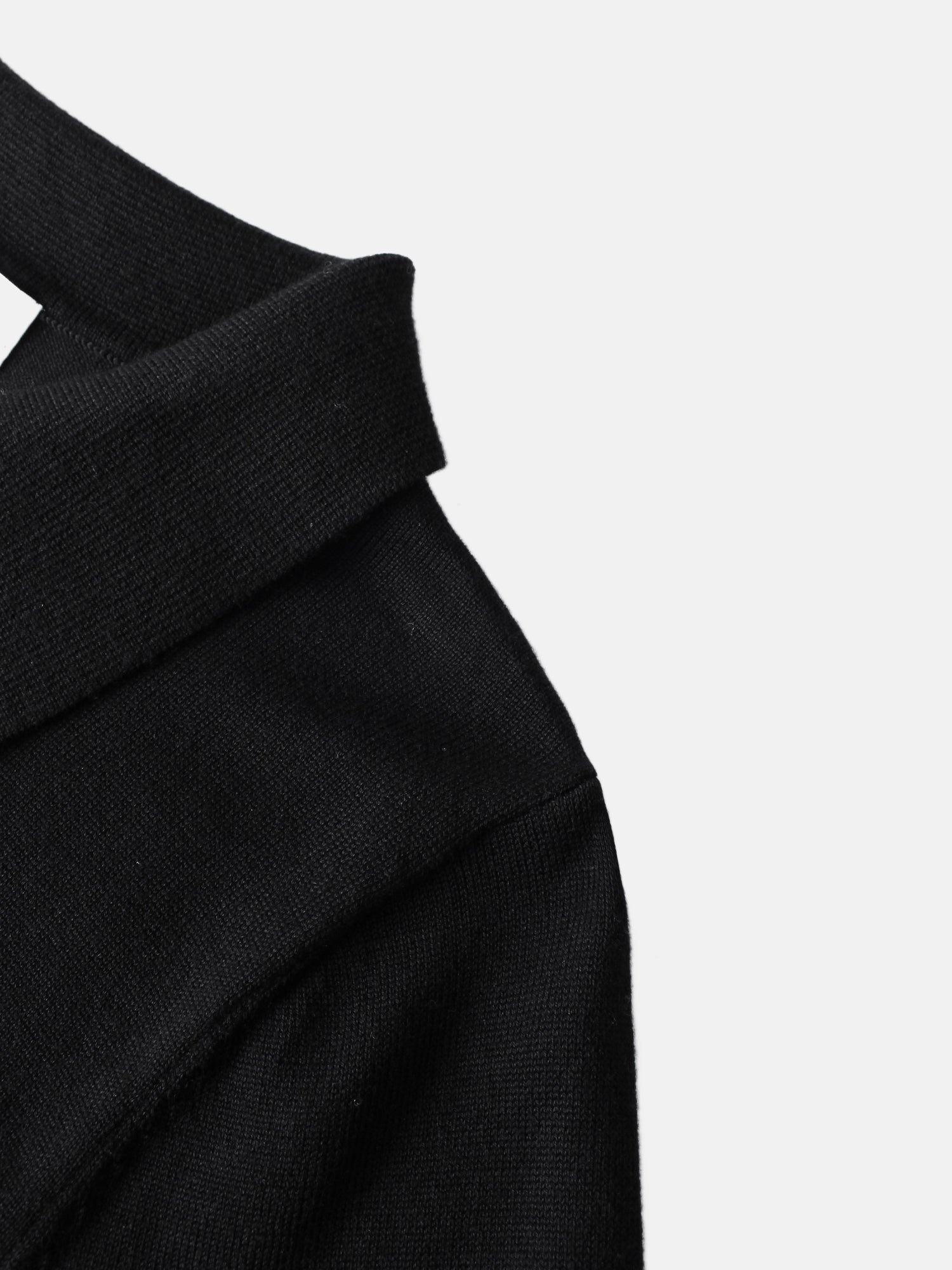 Asymmetrical Button Collar Sweater - Black