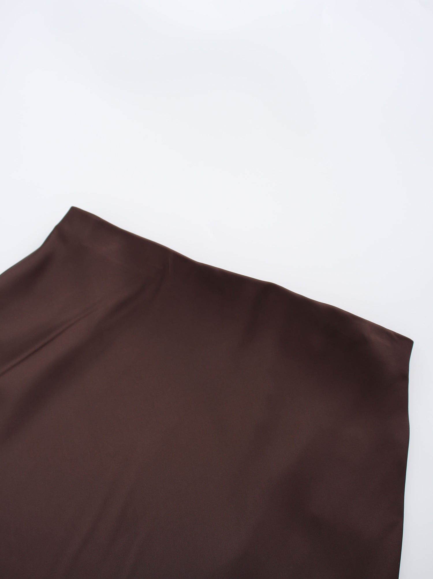 Solid Satin Slip Skirt-Chocolate Brown