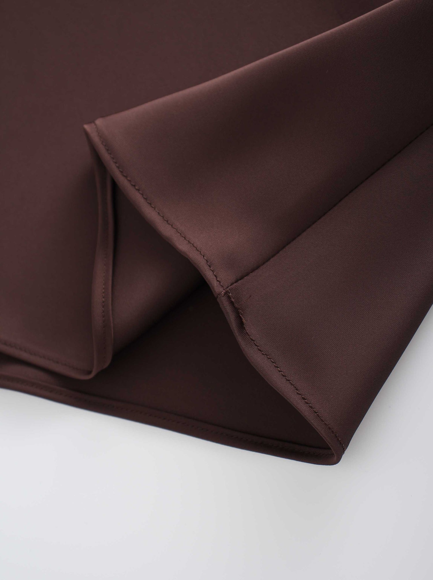 Solid Satin Slip Skirt-Chocolate Brown